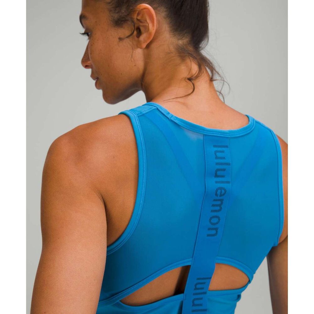 NWOT Lululemon Mesh-Back Training Cropped Tank Top Size 4 Poolside Blue W1DSUS - Picture 1 of 6